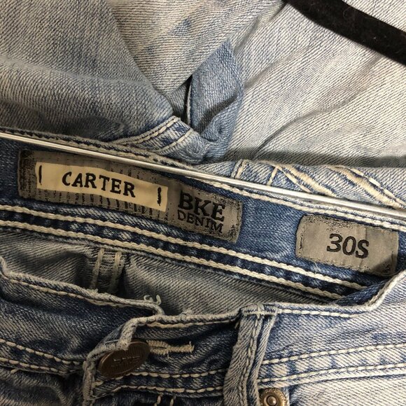 BKE Denim Carter Mens Blue Light Wash Jeans Straight Fit 100% Cotton Size 30S - Picture 4 of 5